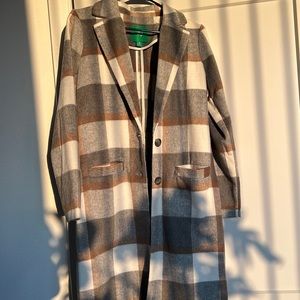 Plaid Wool Trench Coat